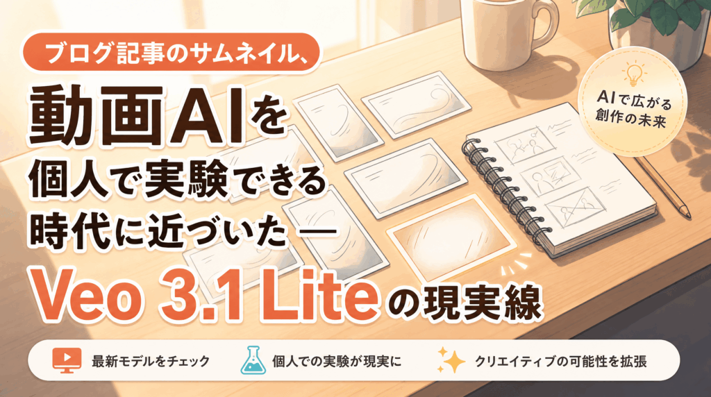 動画AIを個人で実験できる時代に近づいた ― Veo 3.1 Lite の現実線