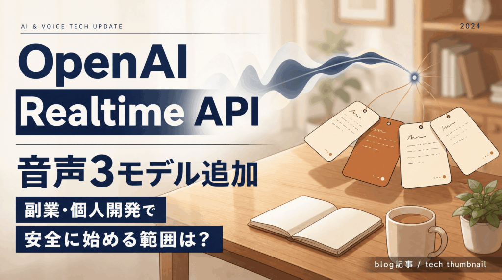 OpenAI Realtime APIに音声3モデル追加 ― 副業・個人開発で安全に始める範囲は？