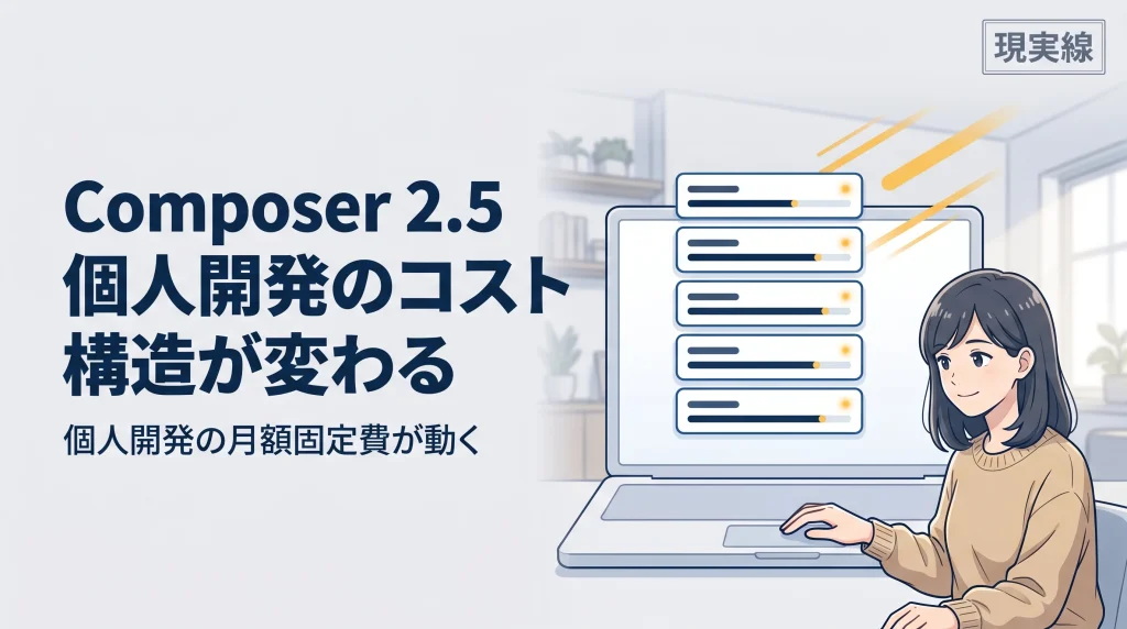 Cursor、Composer 2.5を公開。1/10価格で個人開発のコスト構造が変わる