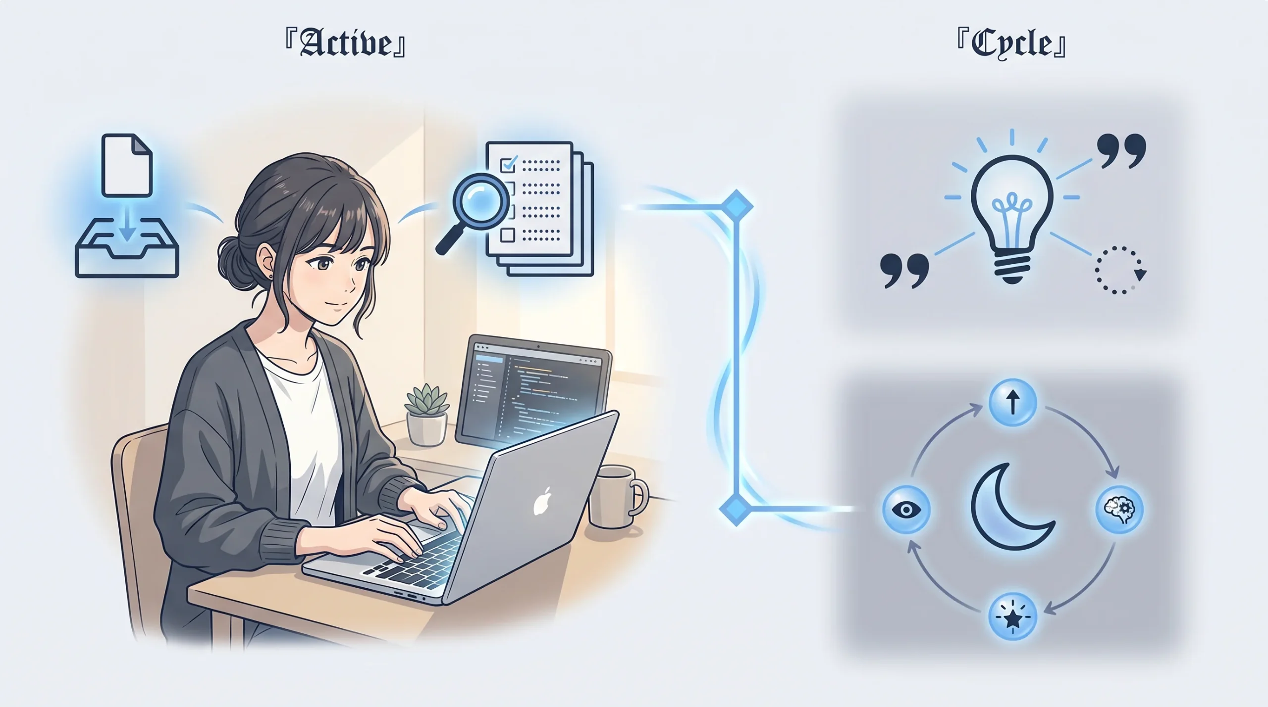 GBrainのcapture・search・think・dream cycleの4操作ワークフローを示した図