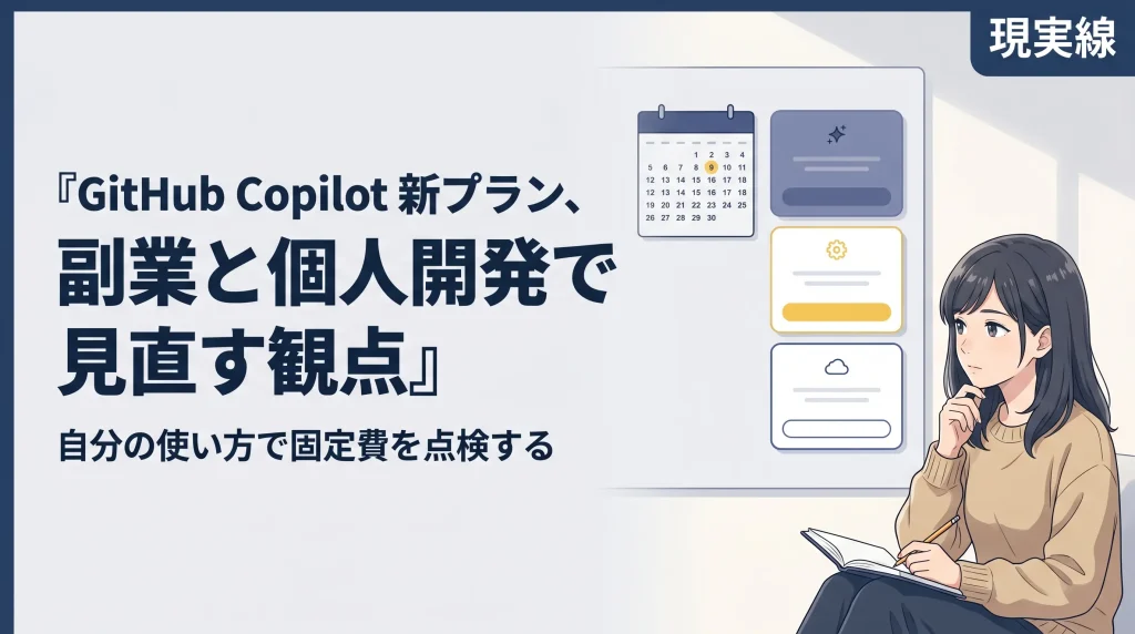 GitHub Copilot 新プラン、副業と個人開発で見直す観点