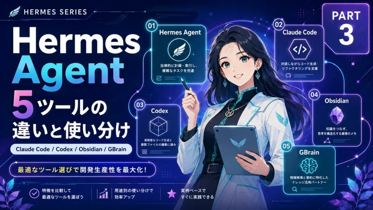 【Hermes Agent入門 #3】Claude Code・Codex・Obsidian・GBrainとの違いと使い分け