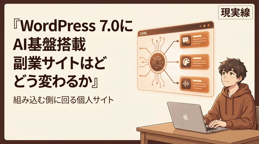 WordPress 7.0にAI基盤搭載。副業サイト運営はどう変わるか