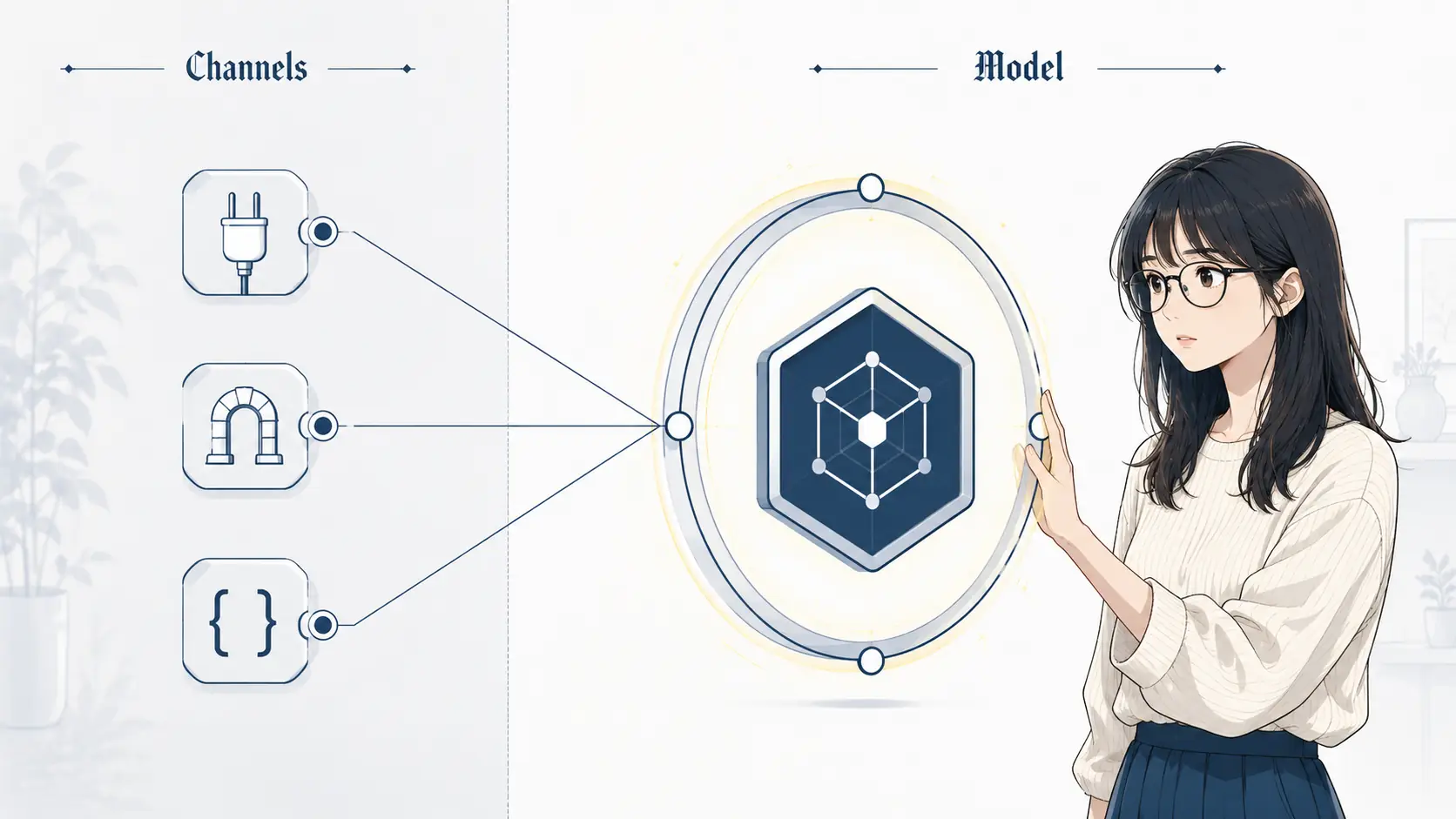 複数のアクセスチャネルは開いたままモデル本体だけがバリアで塞がれている様子を示す図解